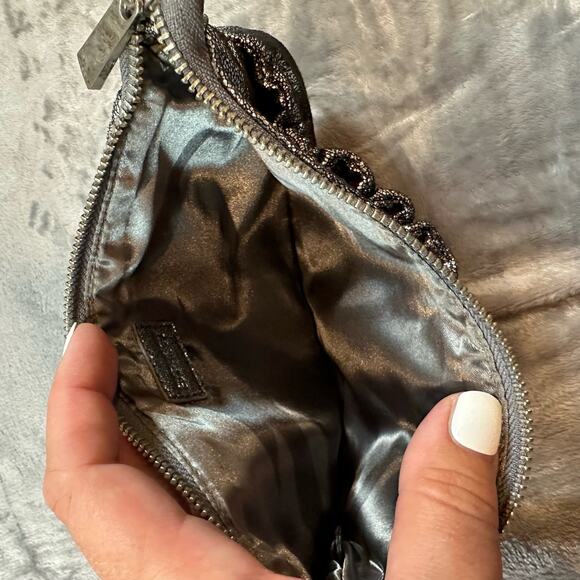 Express Metallic Ruffle Purse Handbag Clutch Dark Gray Silver Y2K Girlies - Picture 6 of 9